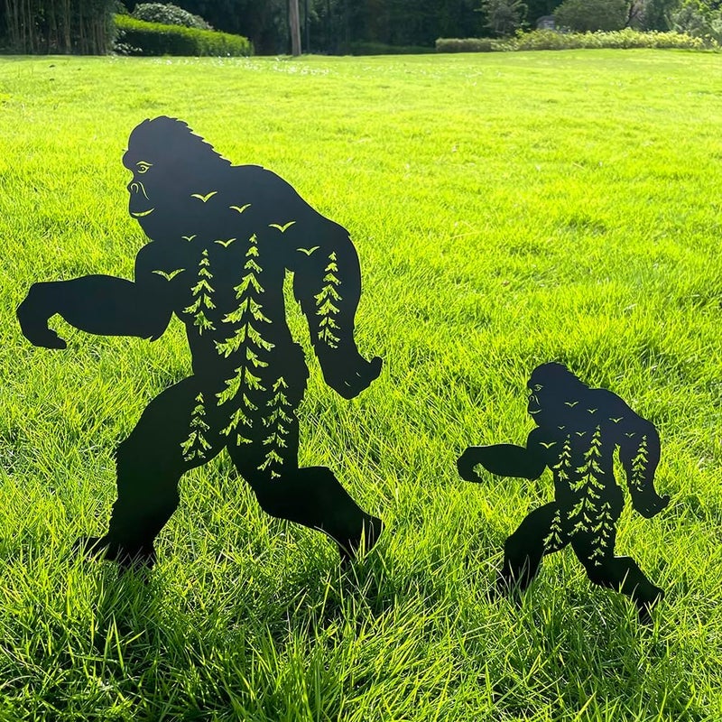 Doesen Bigfoot Yard Decor for Outside, Black Metal Sasquatch Decorative Garden Stakes, Bigfoot Silhouette Garden Decor Art, Big Foot Sasquatch Gifts for Men/Women, Big Foot Yard Decorations Outdoor - Image 1
